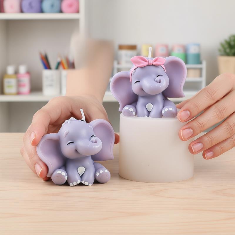 Soap Making Material - Cute 3D Elephant Silicone Candle Mold