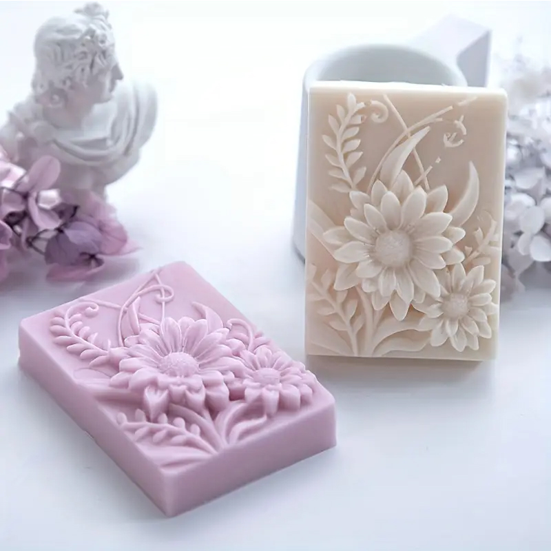 Soap Making Essentials - 3D Flower Square Soap Silicone Mold