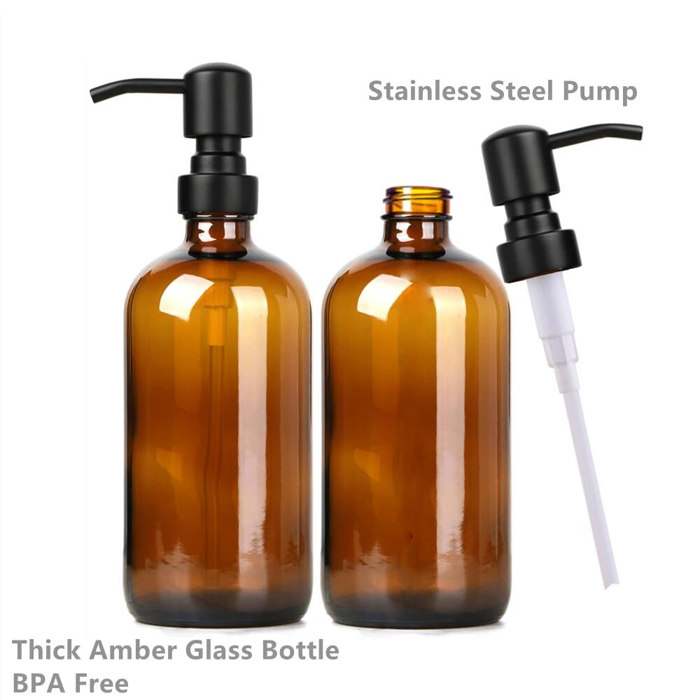 Amber Glass Soap Dispenser wit - огляд і ціна Soap Making Pot